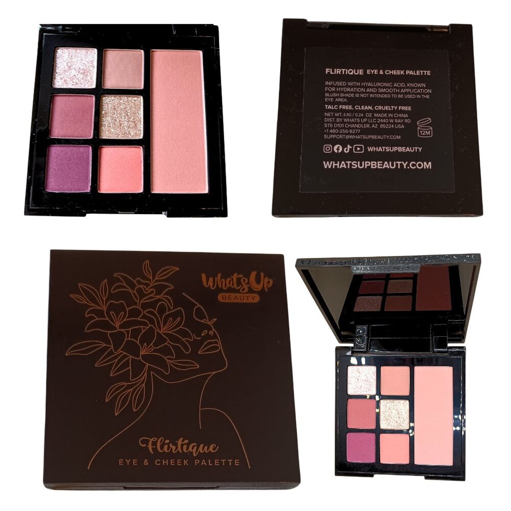 What's Up Beauty Eye & Cheek Palette in Flirtique w/shimmer & matte finishes
